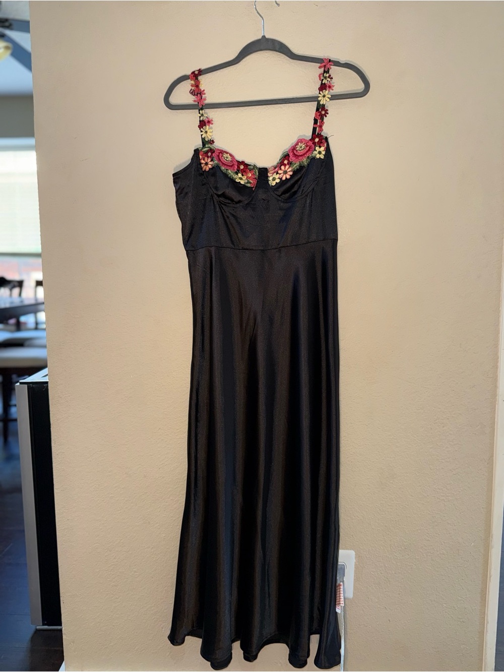 Princess Polly Black Floral-Trim Maxi Dress